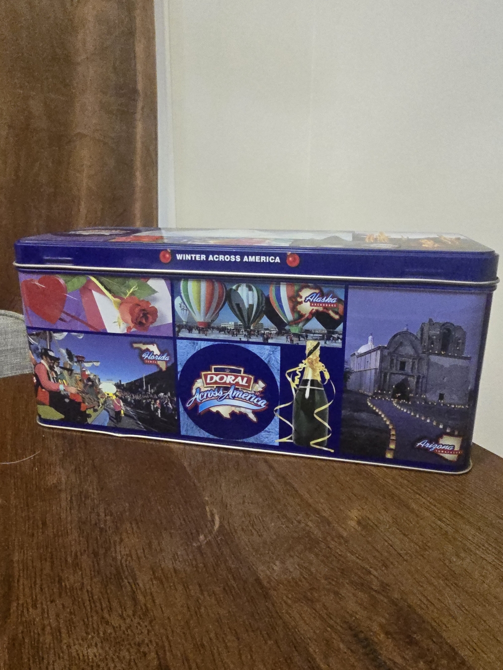 VTG Doral Cigarettes Tin Winter Across America RJ Reynolds Carton Storage Box